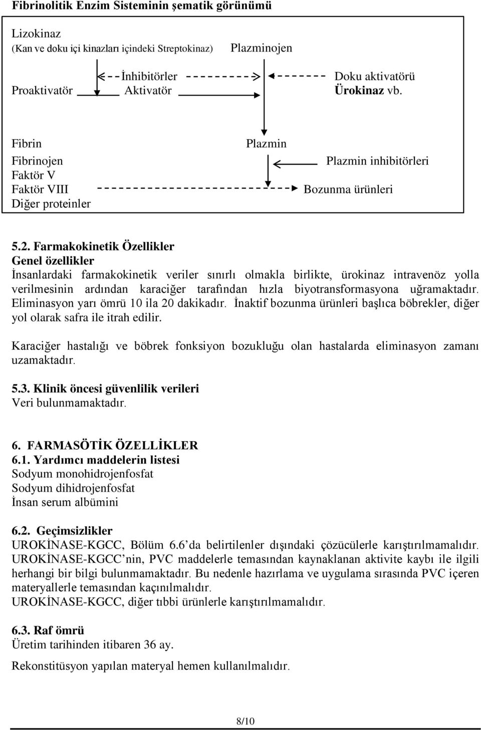 Farmakokinetik Özellikler Genel özellikler İnsanlardaki farmakokinetik veriler sınırlı olmakla birlikte, ürokinaz intravenöz yolla verilmesinin ardından karaciğer tarafından hızla biyotransformasyona