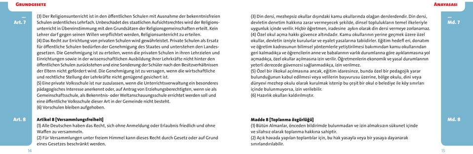 Kein Lehrer darf gegen seinen Willen verpflichtet werden, Religionsunterricht zu erteilen. (4) Das Recht zur Errichtung von privaten Schulen wird gewährleistet.