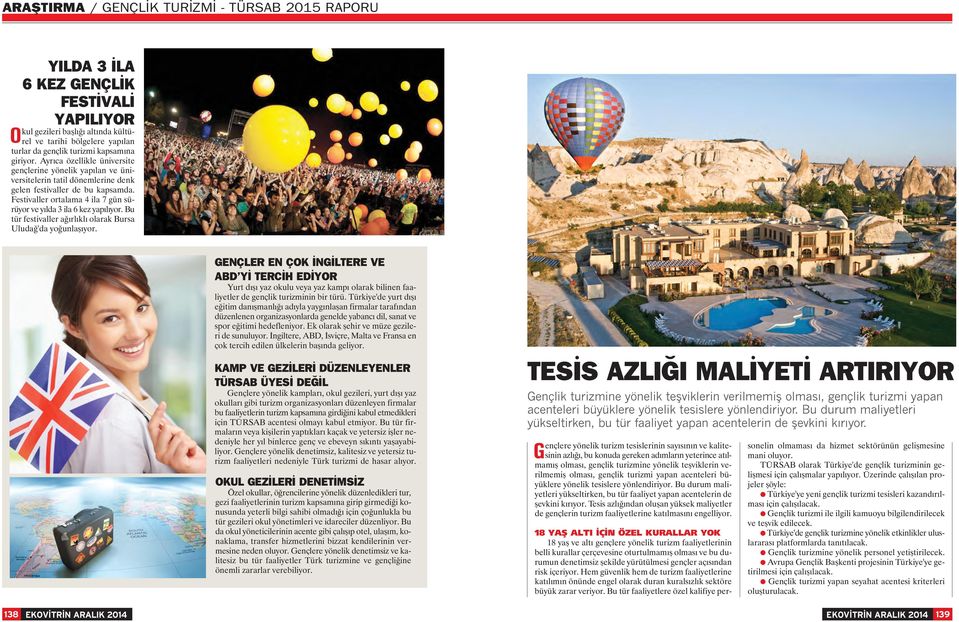 Festivaller ortalama 4 ila 7 gün sürüyor ve yılda 3 ila 6 kez yapılıyor. Bu tür festivaller ağırlıklı olarak Bursa Uludağ'da yoğunlaşıyor.