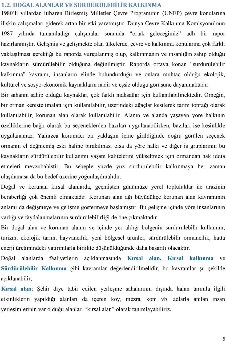 GeliĢmiĢ ve geliģmekte olan ülkelerde, çevre ve kalkınma konularına çok farklı yaklaģılması gerektiği bu raporda vurgulanmıģ olup, kalkınmanın ve insanlığın sahip olduğu kaynakların sürdürülebilir