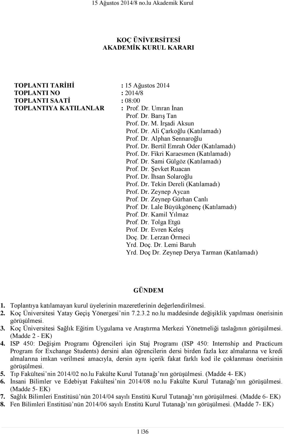 Dr. Şevket Ruacan Prof. Dr. İhsan Solaroğlu Prof. Dr. Tekin Dereli (Katılamadı) Prof. Dr. Zeynep Aycan Prof. Dr. Zeynep Gürhan Canlı Prof. Dr. Lale Büyükgönenç (Katılamadı) Prof. Dr. Kamil Yılmaz Prof.