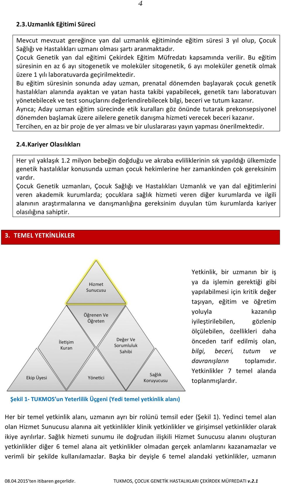 Bu eğitim süresinin en az 6 ayı sitogenetik ve moleküler sitogenetik, 6 ayı moleküler genetik olmak üzere 1 yılı laboratuvarda geçirilmektedir.