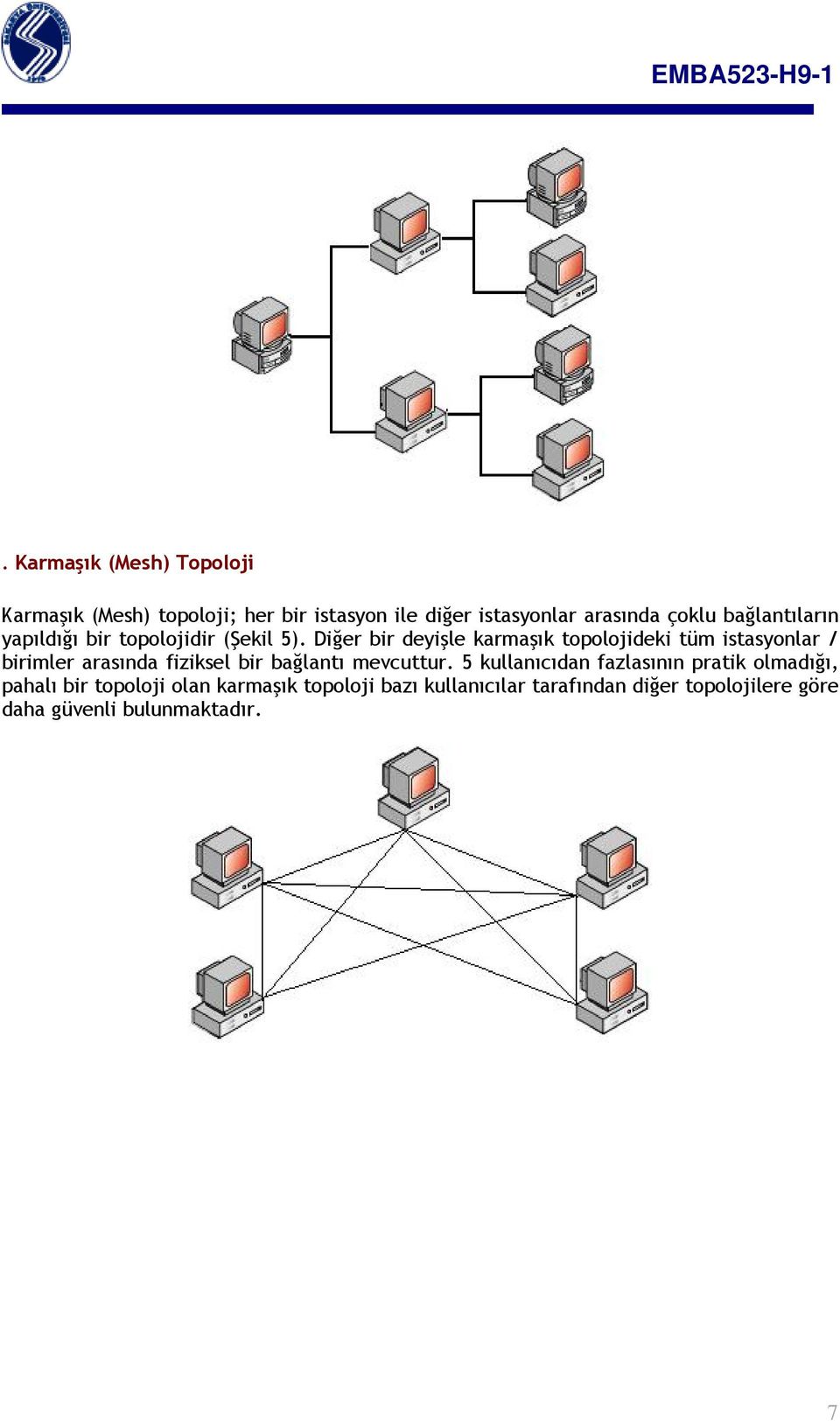 Diğer bir deyişle karmaşık topolojideki tüm istasyonlar / birimler arasında fiziksel bir bağlantı mevcuttur.