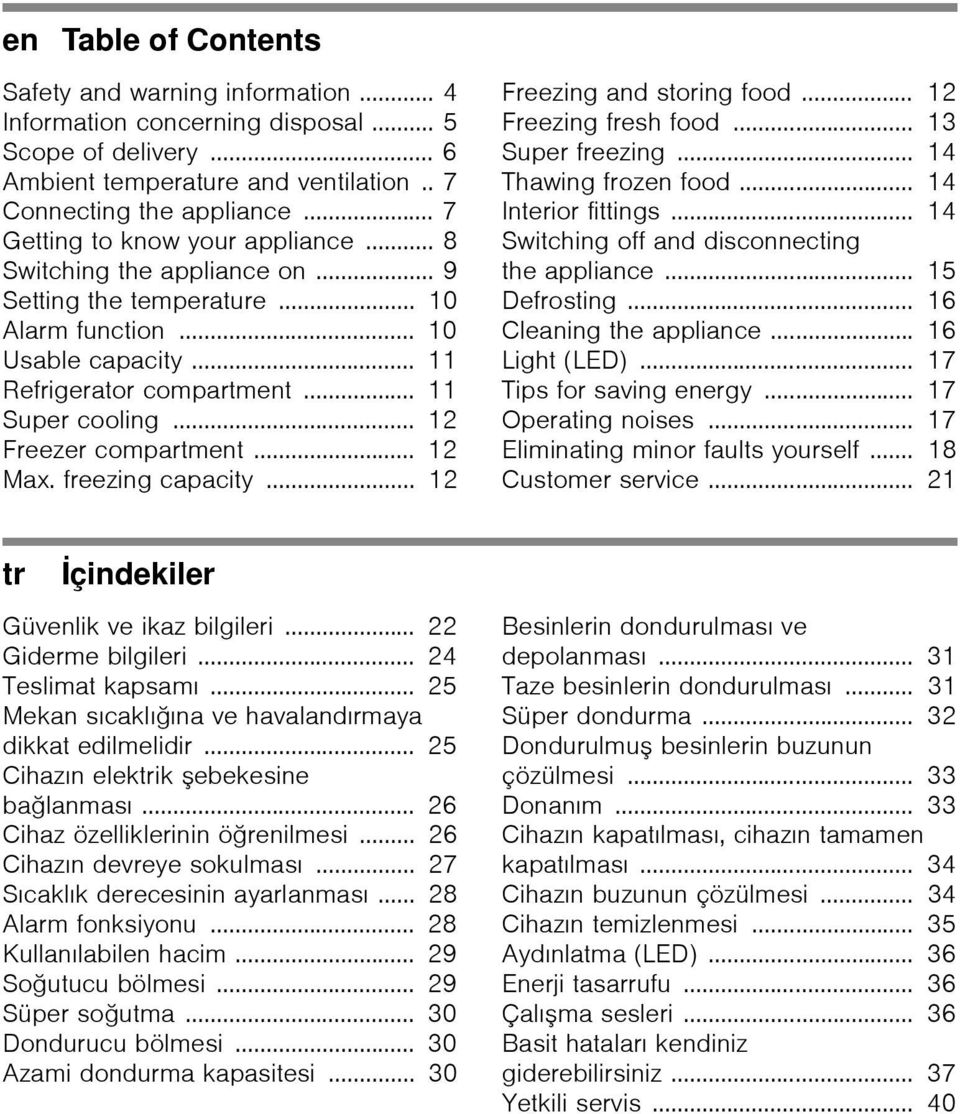 .. 12 Freezer compartment... 12 Max. freezing capacity... 12 Freezing and storing food... 12 Freezing fresh food... 13 Super freezing... 14 Thawing frozen food... 14 Interior fittings.