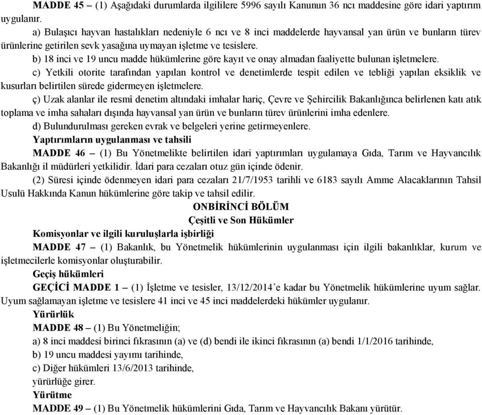 b) 18 inci ve 19 uncu madde hükümlerine göre kayıt ve onay almadan faaliyette bulunan işletmelere.