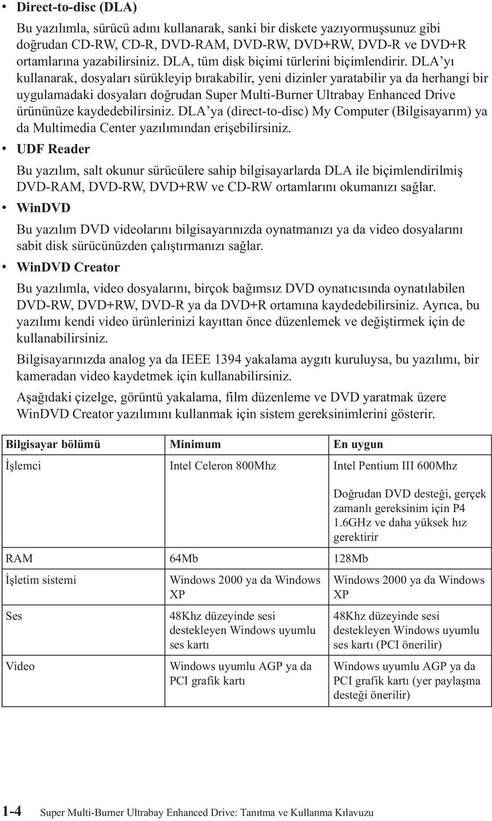 DLA yı kullanarak, dosyaları sürükleyip bırakabilir, yeni dizinler yaratabilir ya da herhangi bir uygulamadaki dosyaları doğrudan Super Multi-Burner Ultrabay Enhanced Drive ürününüze