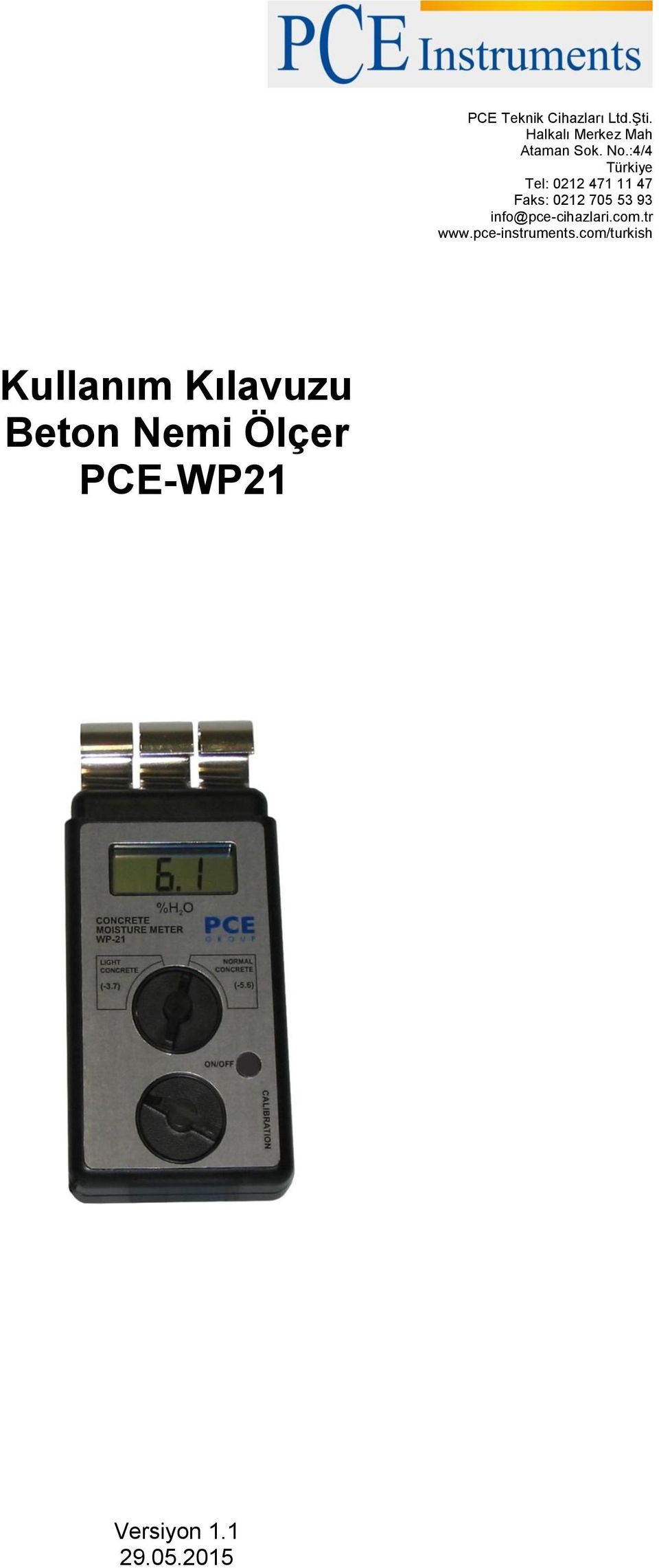 info@pce-cihazlari.com.tr www.pce-instruments.