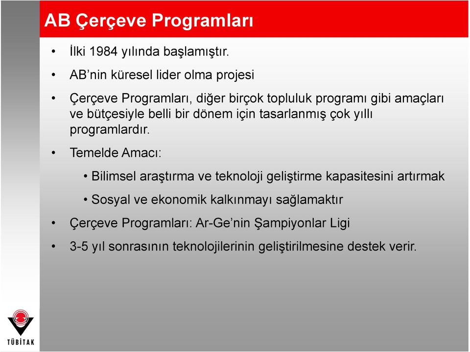 belli bir dönem için tasarlanmış çok yıllı programlardır.