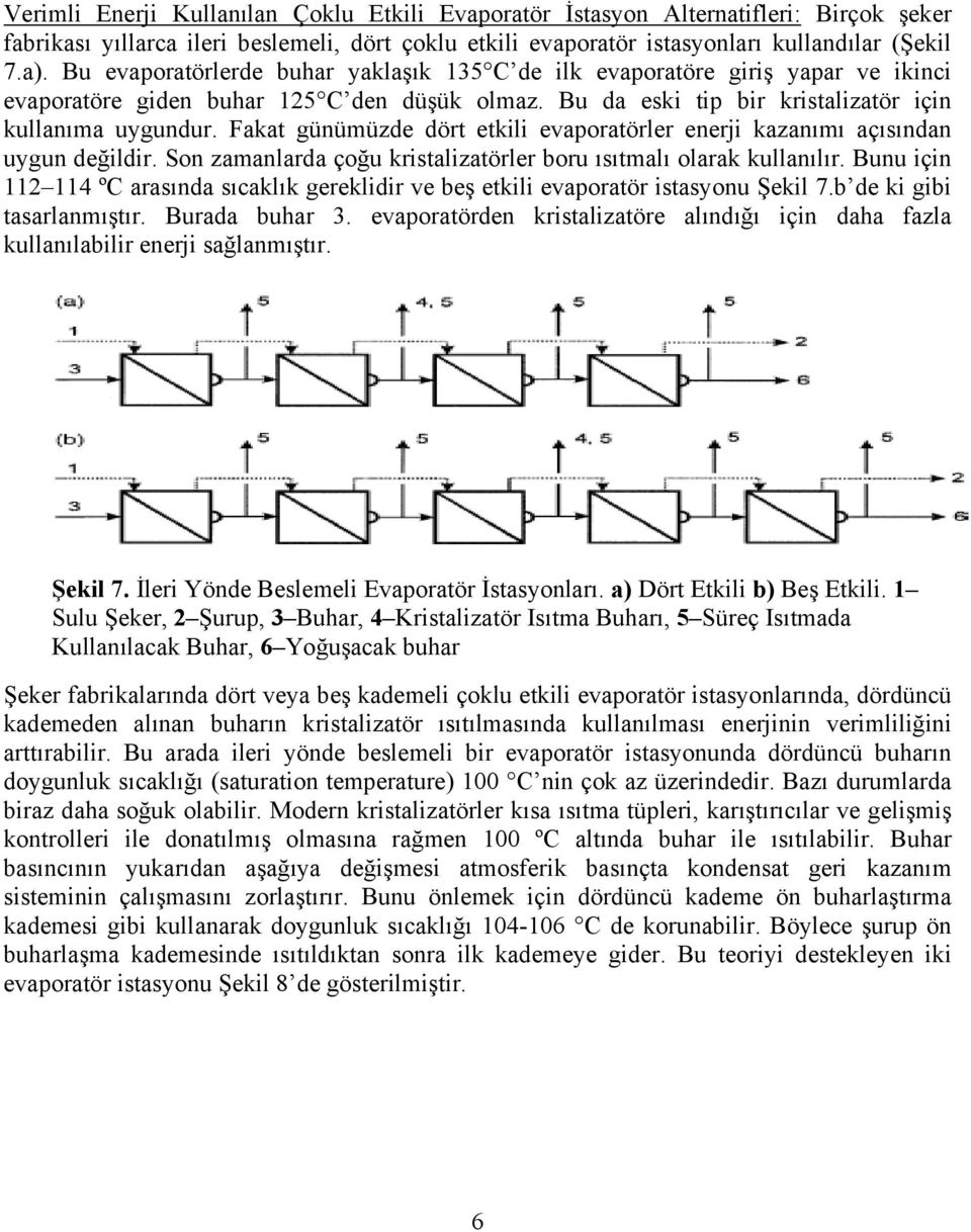 Fakat günümüzde dört etkili evaporatörler enerji kazanımı açısından uygun değildir. Son zamanlarda çoğu kristalizatörler boru ısıtmalı olarak kullanılır.