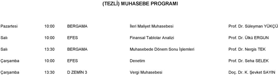 Ülkü ERGUN Salı 13:30 BERGAMA Muhasebede Dönem Sonu ĠĢlemleri Prof. Dr.