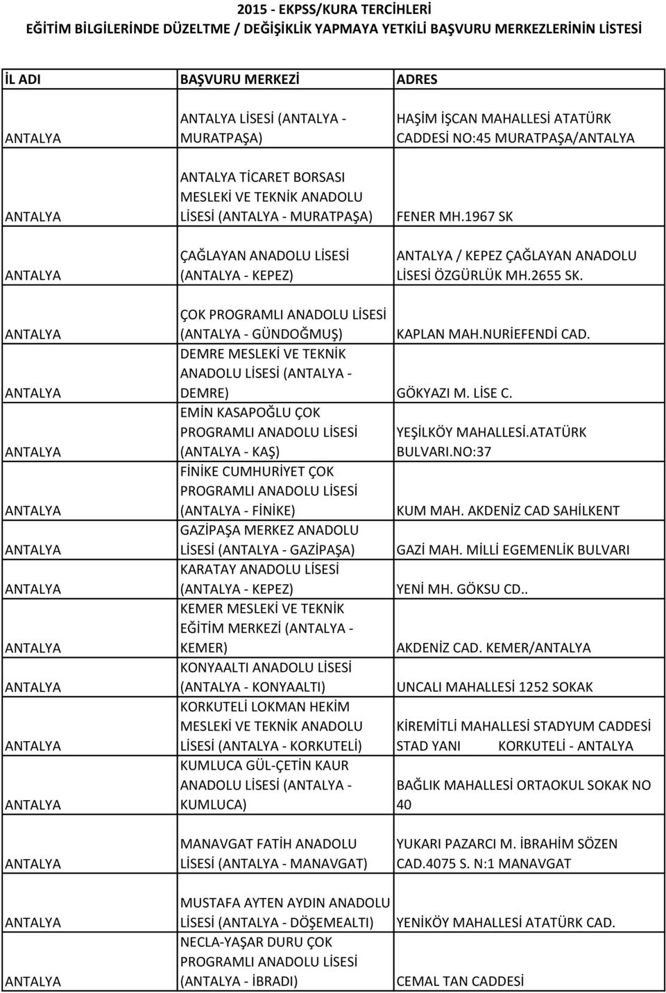 ANTALYA ANTALYA ANTALYA ANTALYA ANTALYA ANTALYA ANTALYA ANTALYA ANTALYA ANTALYA ÇOK (ANTALYA - GÜNDOĞMUŞ) KAPLAN MAH.NURİEFENDİ CAD. DEMRE MESLEKİ VE TEKNİK ANADOLU LİSESİ (ANTALYA - DEMRE) GÖKYAZI M.