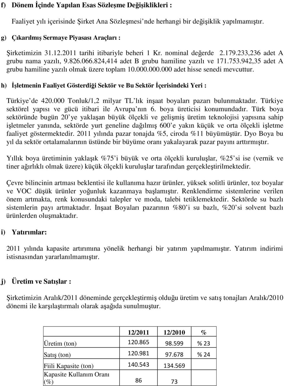 824,414 adet B grubu hamiline yazılı ve 171.753.942,35 adet A grubu hamiline yazılı olmak üzere toplam 10.000.000.000 adet hisse senedi mevcuttur.