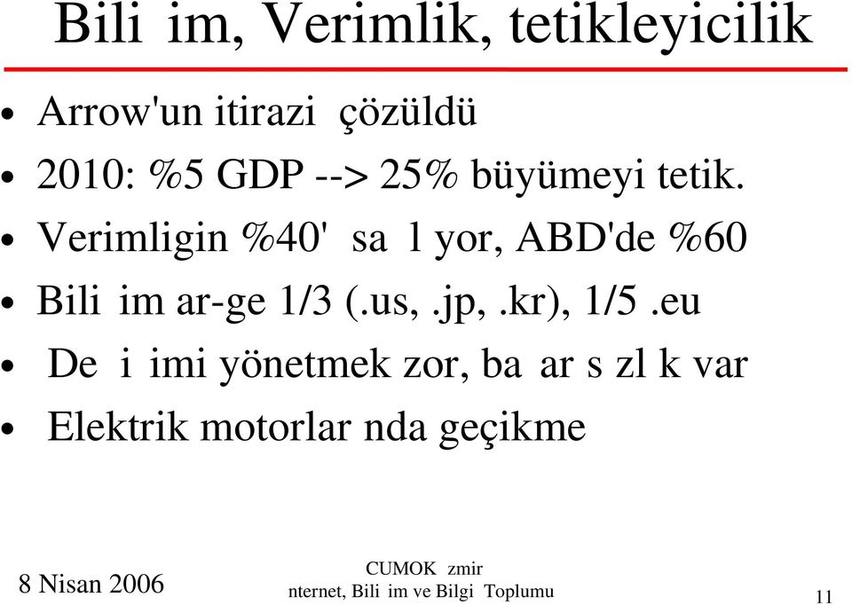 Verimligin %40' sa l yor, ABD'de %60 Bili im ar-ge 1/3 (.us,.jp,.