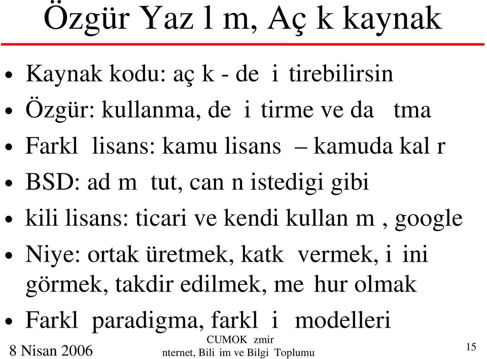 tut, can n istedigi gibi kili lisans: ticari ve kendi kullan m, google Niye: ortak üretmek,