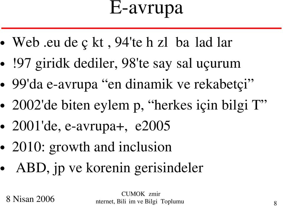 rekabetçi 2002'de biten eylem p, herkes için bilgi T 2001'de, e-avrupa+,