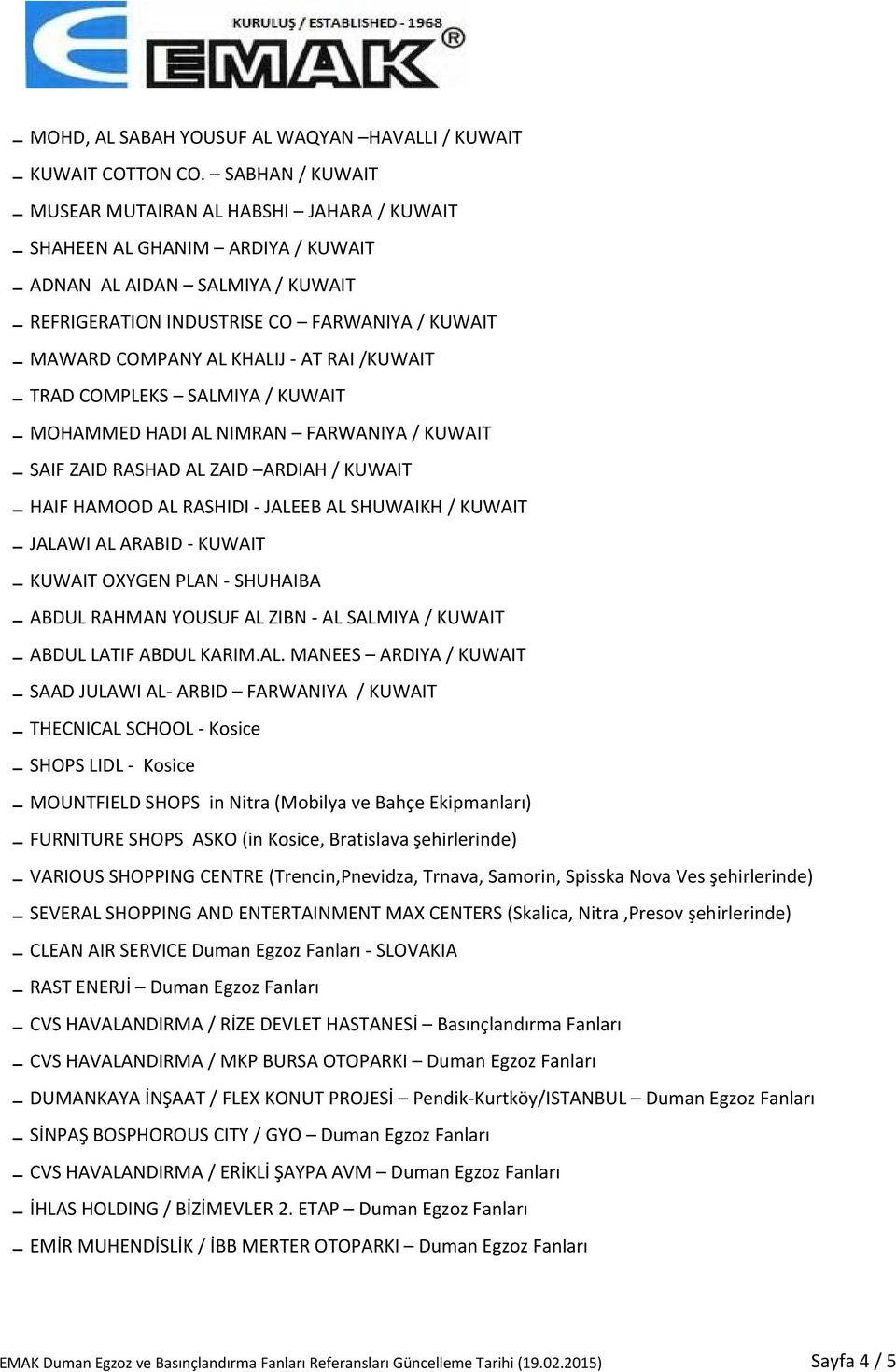 AT RAI /KUWAIT TRAD COMPLEKS SALMIYA / KUWAIT MOHAMMED HADI AL NIMRAN FARWANIYA / KUWAIT SAIF ZAID RASHAD AL ZAID ARDIAH / KUWAIT HAIF HAMOOD AL RASHIDI - JALEEB AL SHUWAIKH / KUWAIT JALAWI AL ARABID