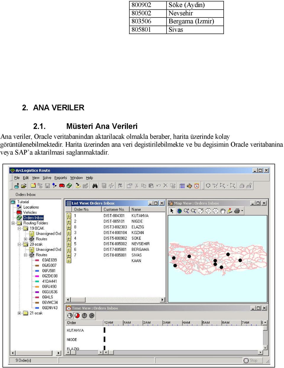 Müsteri Ana Verileri Ana veriler, Oracle veritabanindan aktarilacak olmakla beraber,