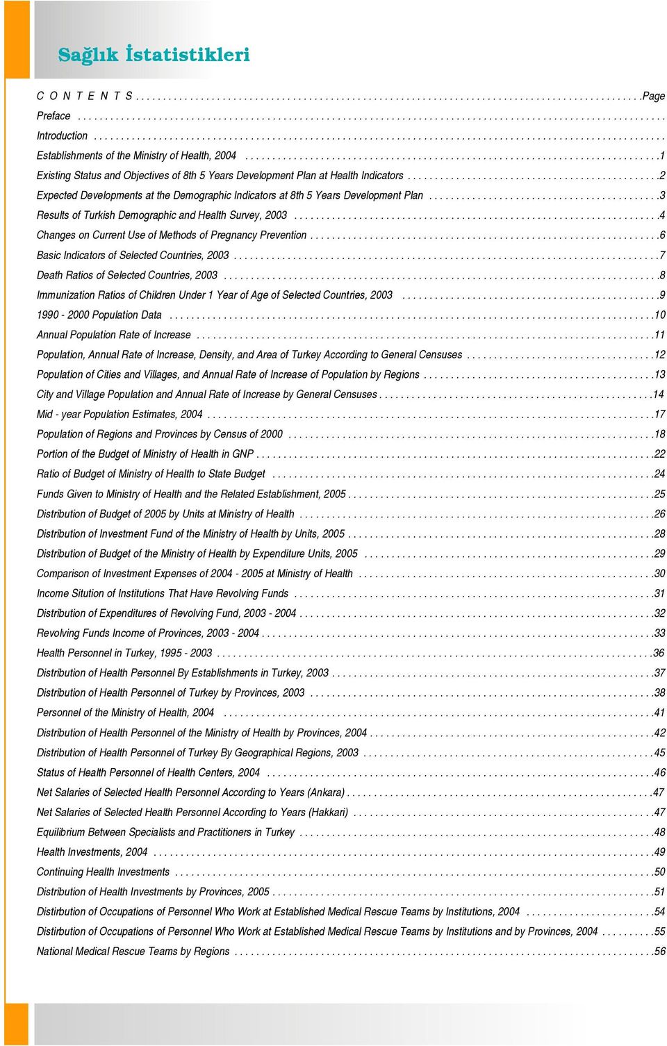 ............................................................................1 Existing Status and Objectives of 8th 5 Years Development Plan at Health Indicators.