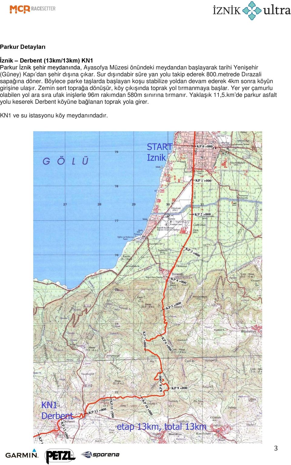 Böylece parke taşlarda başlayan koşu stabilize yoldan devam ederek 4km sonra köyün girişine ulaşır.