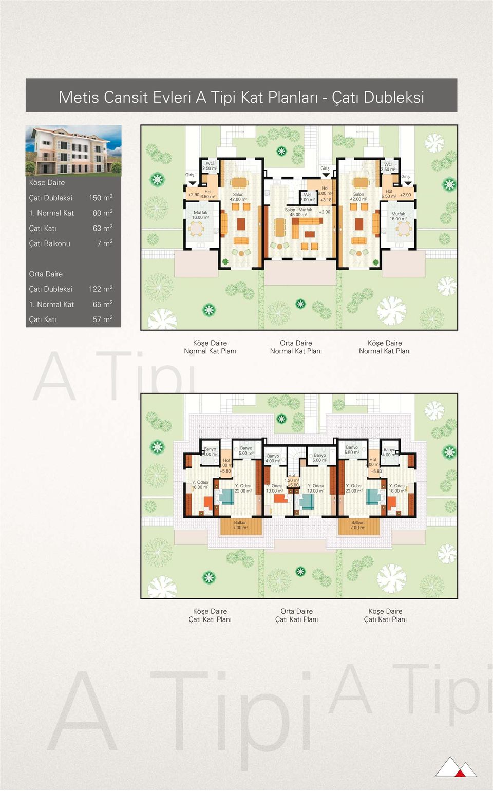 00 m 2 Çat Balkonu 7 m 2 Orta Daire Çat Dubleksi 122 m 2 1. Normal Kat 65 m 2 Çat Kat 57 m 2 Köfle Daire Normal Kat Plan Orta Daire Normal Kat Plan Köfle Daire Normal Kat Plan 4.