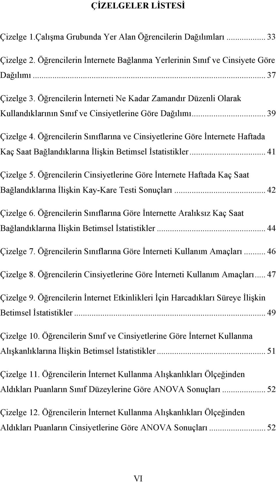 Öğrencilerin Sınıflarına ve Cinsiyetlerine Göre İnternete Haftada Kaç Saat Bağlandıklarına İlişkin Betimsel İstatistikler... 41 Çizelge 5.