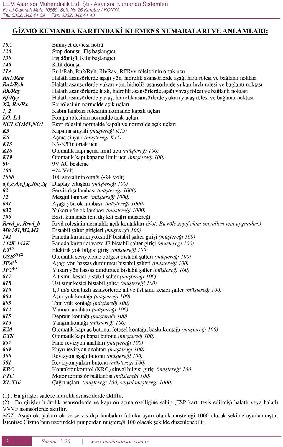 Rf/Ryy rölelerinin ortak ucu Ru1/Rah : alatlı asansörlerde aşağı yön, hidrolik asansörlerde aşağı hızlı rölesi ve bağlantı noktası Ru2/Ryh : alatlı asansörlerde yukarı yön, hidrolik asansörlerde