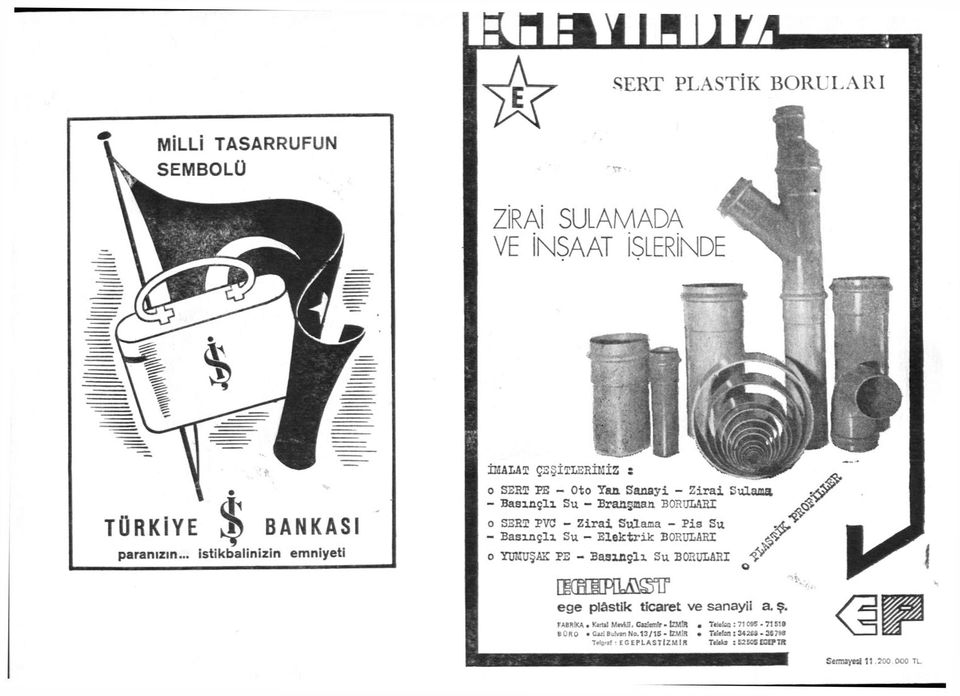 Sulama - Pis Su - Basınçlı Su - Elektrik BORULARI o YUMUŞAK PE - Basınçlı Su BORULARI j E M H L & O T o ^ f? ege plâstik ticaret ve sanayii a. ş.