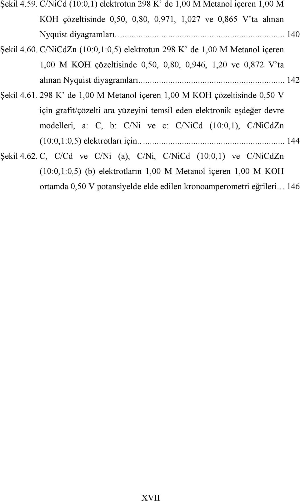 298 K de 1,00 M Metanol içeren 1,00 M KOH çözeltisinde 0,50 V için grafit/çözelti ara yüzeyini temsil eden elektronik eşdeğer devre modelleri, a: C, b: C/Ni ve c: C/NiCd (10:0,1), C/NiCdZn