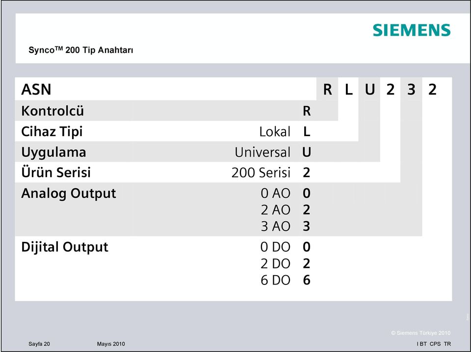 Serisi 200 Serisi 2 Analog Output Dijital Output 0