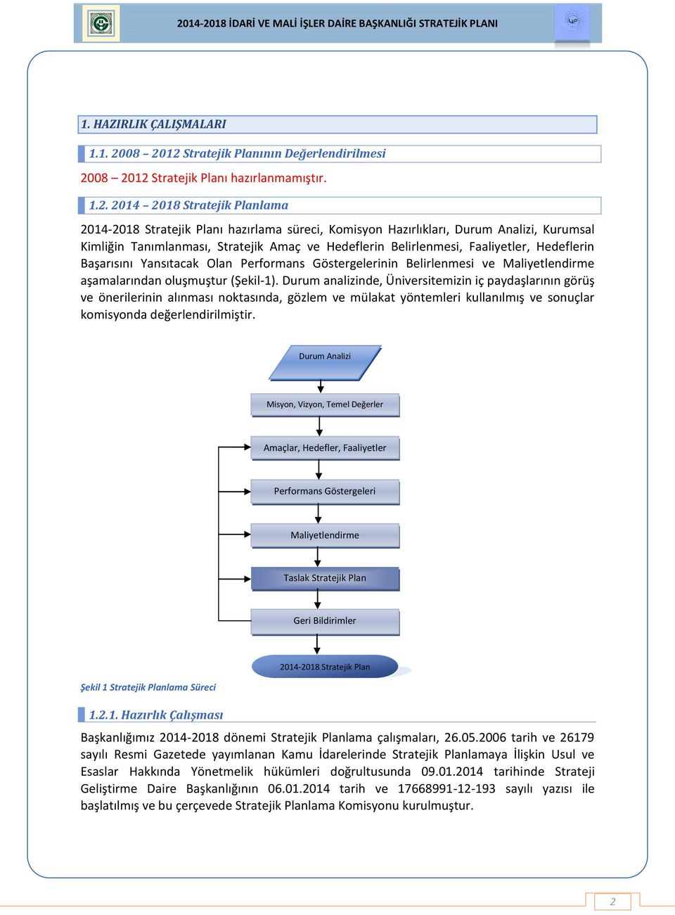 Kurumsal Kimliğin Tanımlanması, Stratejik Amaç ve Hedeflerin Belirlenmesi, Faaliyetler, Hedeflerin Başarısını Yansıtacak Olan Performans Göstergelerinin Belirlenmesi ve Maliyetlendirme aşamalarından