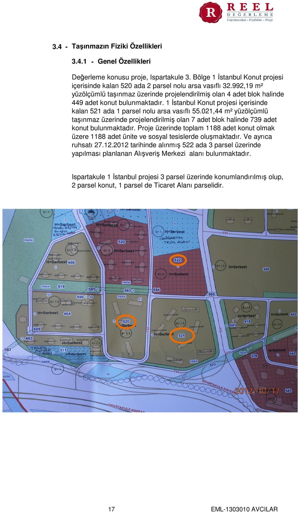 021,44 m² yüzölçümlü taşınmaz üzerinde projelendirilmiş olan 7 adet blok halinde 739 adet konut bulunmaktadır.