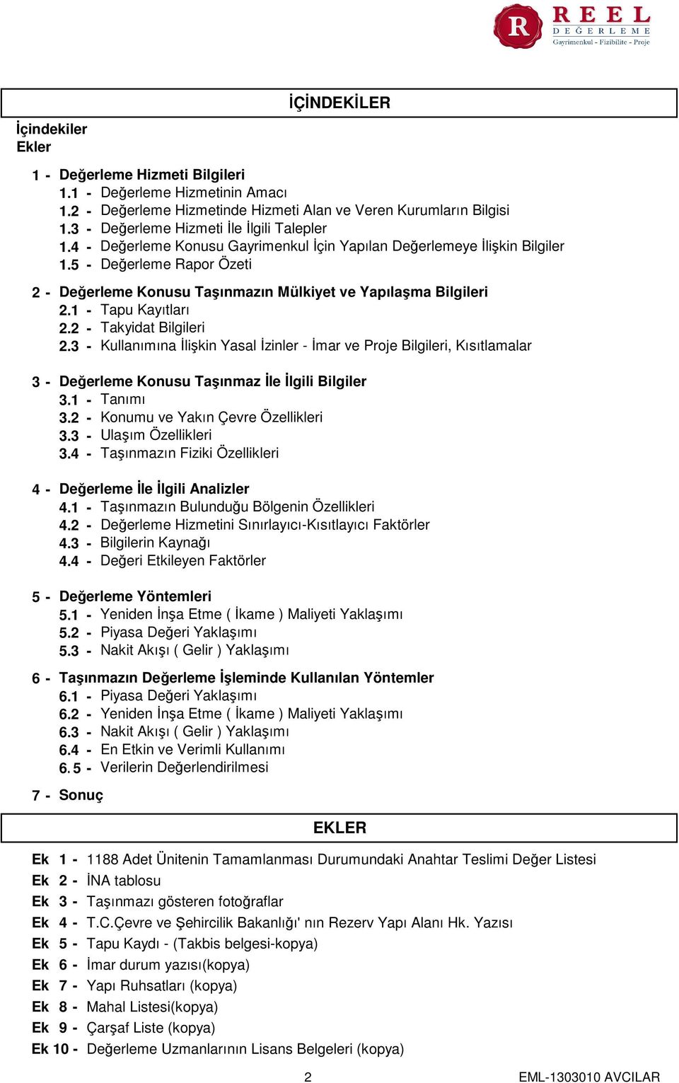 1 - Tapu Kayıtları 2.2 - Takyidat Bilgileri 2.3 - Kullanımına İlişkin Yasal İzinler - İmar ve Proje Bilgileri, Kısıtlamalar 3-4 - 5-6 - 7 - Değerleme Konusu Taşınmaz İle İlgili Bilgiler 3.