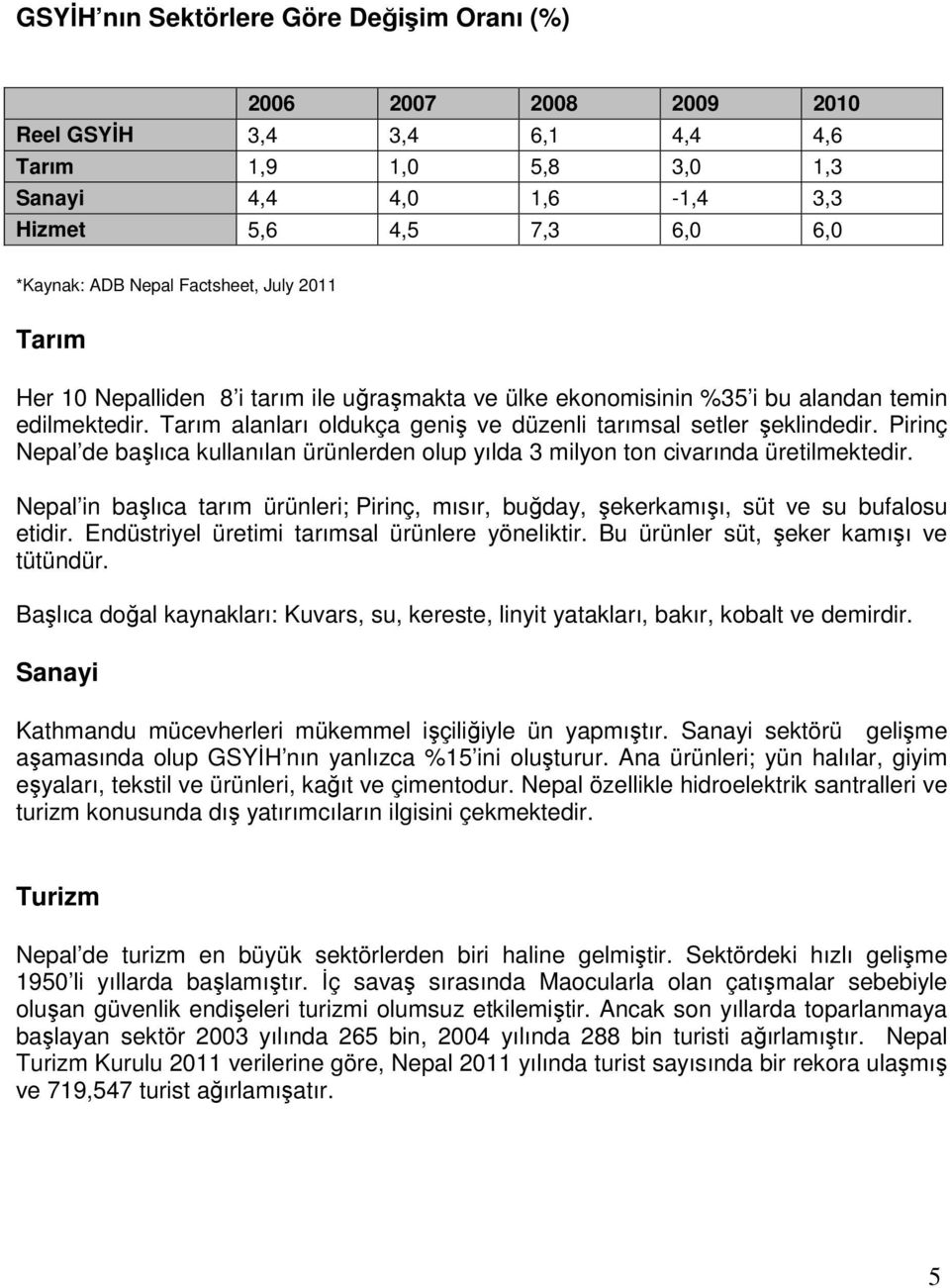 Pirinç Nepal de başlıca kullanılan ürünlerden olup yılda 3 milyon ton civarında üretilmektedir. Nepal in başlıca tarım ürünleri; Pirinç, mısır, buğday, şekerkamışı, süt ve su bufalosu etidir.