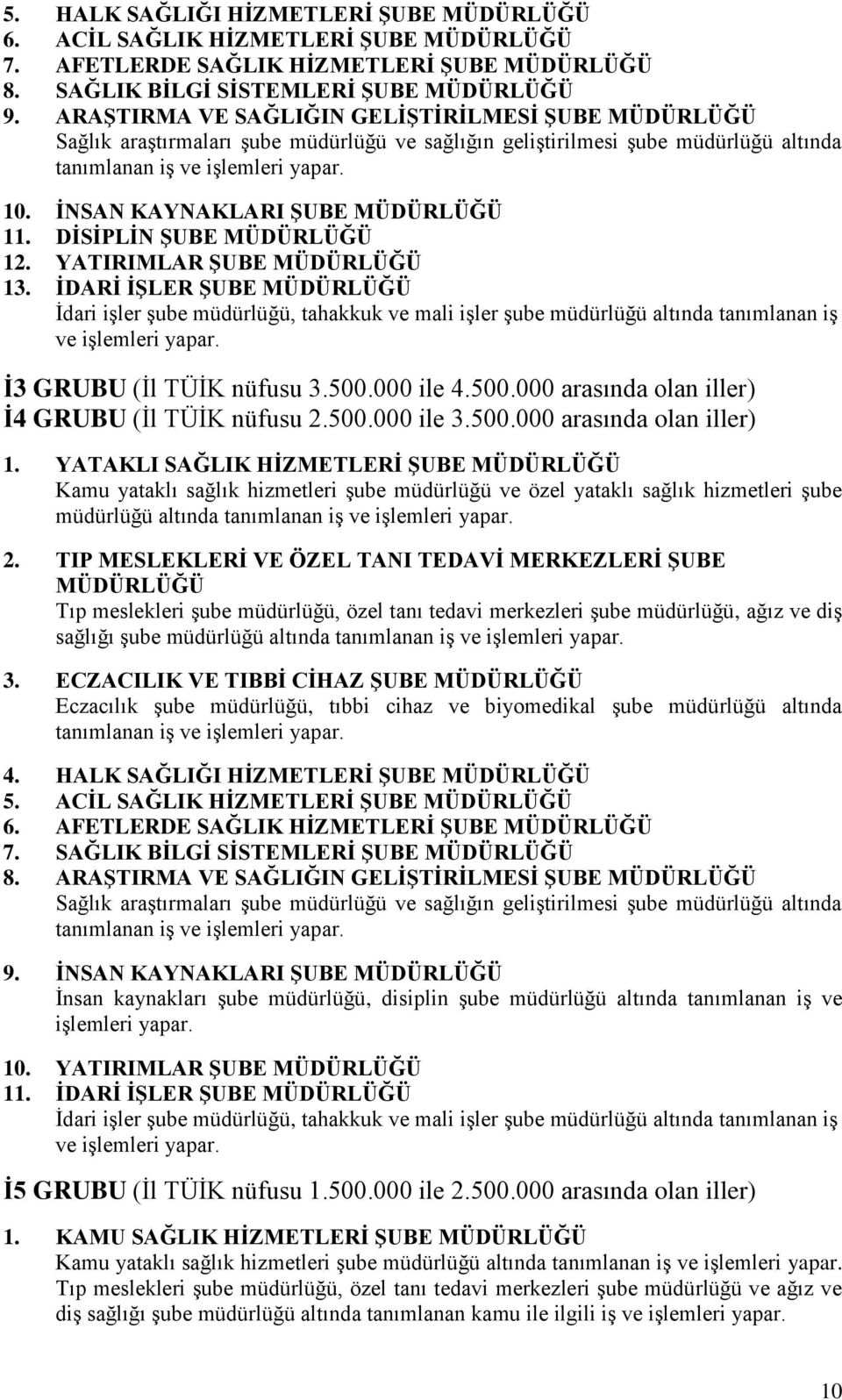 İDARİ İŞLER ŞUBE İdari işler şube müdürlüğü, tahakkuk ve mali işler şube müdürlüğü altında tanımlanan iş ve işlemleri yapar. İ3 GRUBU (İl TÜİK nüfusu 3.500.