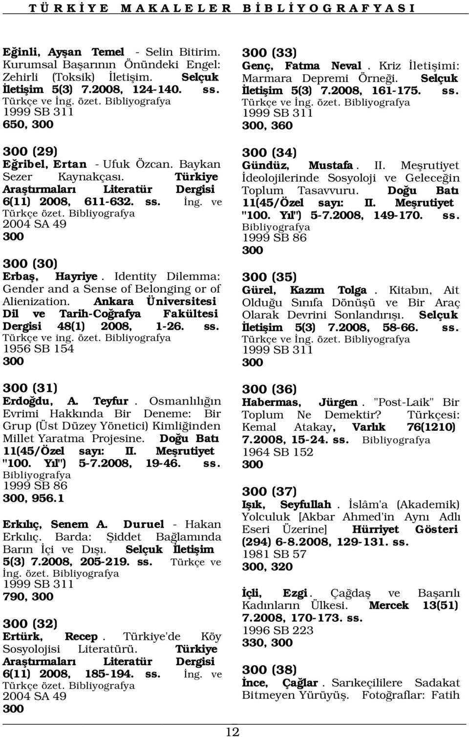 Baykan Gündüz, Mustafa. II. Meflrutiyet Sezer Kaynakças. Türkiye deolojilerinde Sosyoloji ve Gelece in Araflt rmalar Literatür Dergisi Toplum Tasavvuru. Do u Bat 6(11) 2008, 611-632. ss. ng.