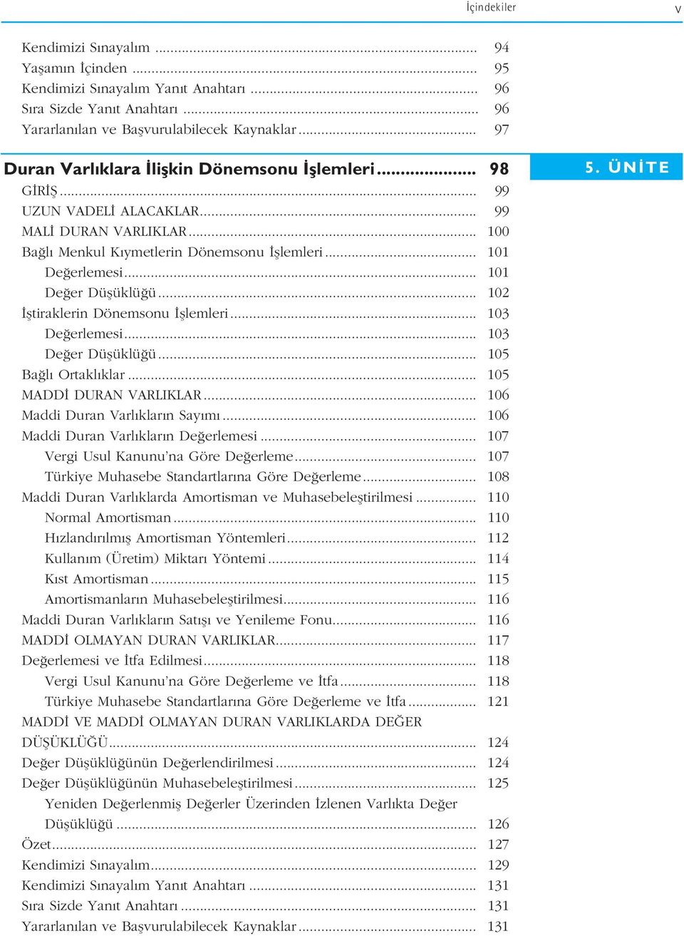 .. 101 De er Düflüklü ü... 102 fltiraklerin Dönemsonu fllemleri... 103 De erlemesi... 103 De er Düflüklü ü... 105 Ba l Ortakl klar... 105 MADD DURAN VARLIKLAR... 106 Maddi Duran Varl klar n Say m.