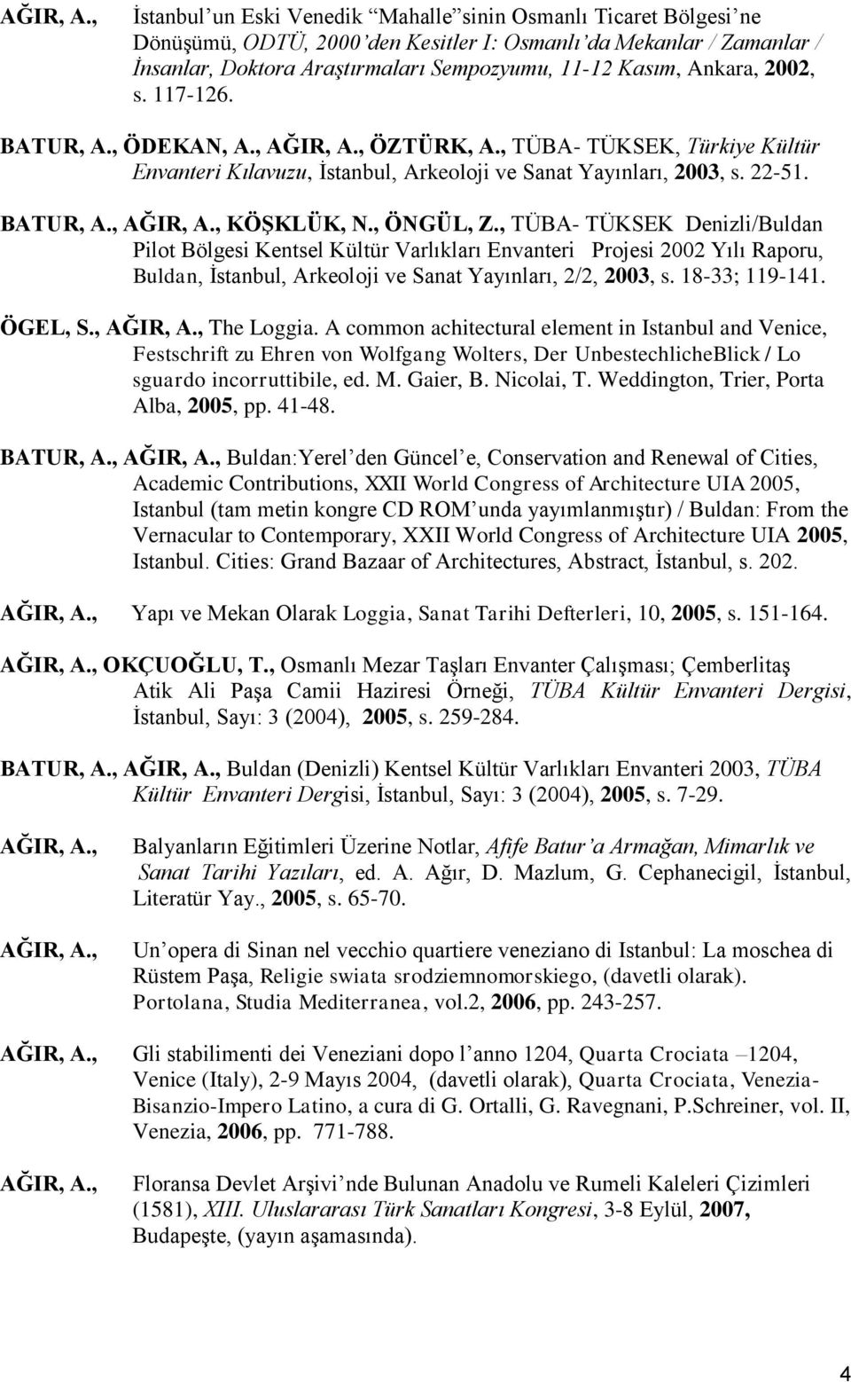 , TÜBA- TÜKSEK Denizli/Buldan Pilot Bölgesi Kentsel Kültür Varlıkları Envanteri Projesi 2002 Yılı Raporu, Buldan, Ġstanbul, Arkeoloji ve Sanat Yayınları, 2/2, 2003, s. 18-33; 119-141. ÖGEL, S.