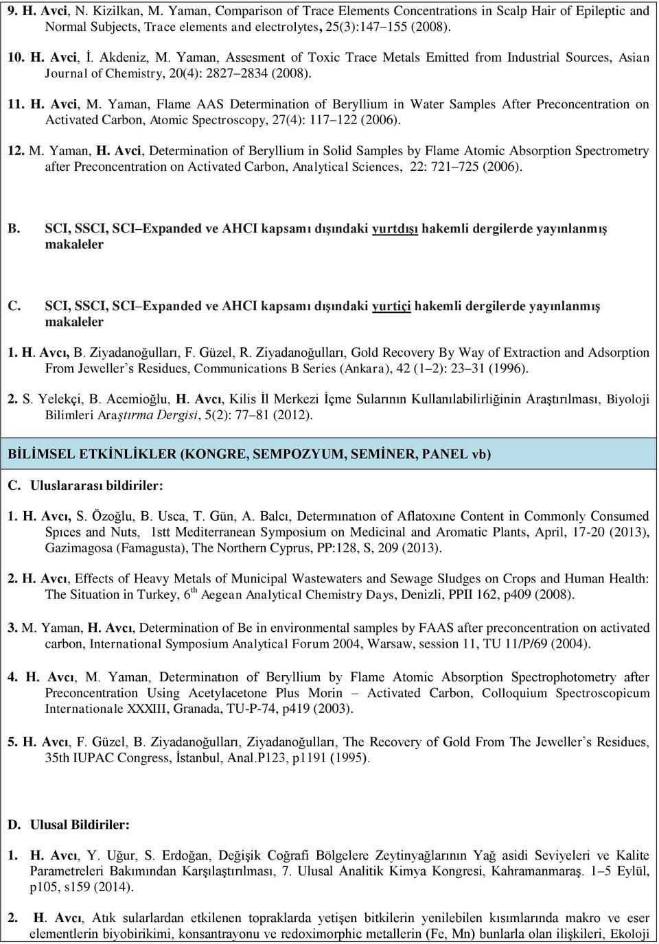 Yaman, Flame AAS Determination of Beryllium in Water Samples After Preconcentration on Activated Carbon, Atomic Spectroscopy, 27(4): 117 122 (2006). 12. M. Yaman, H.