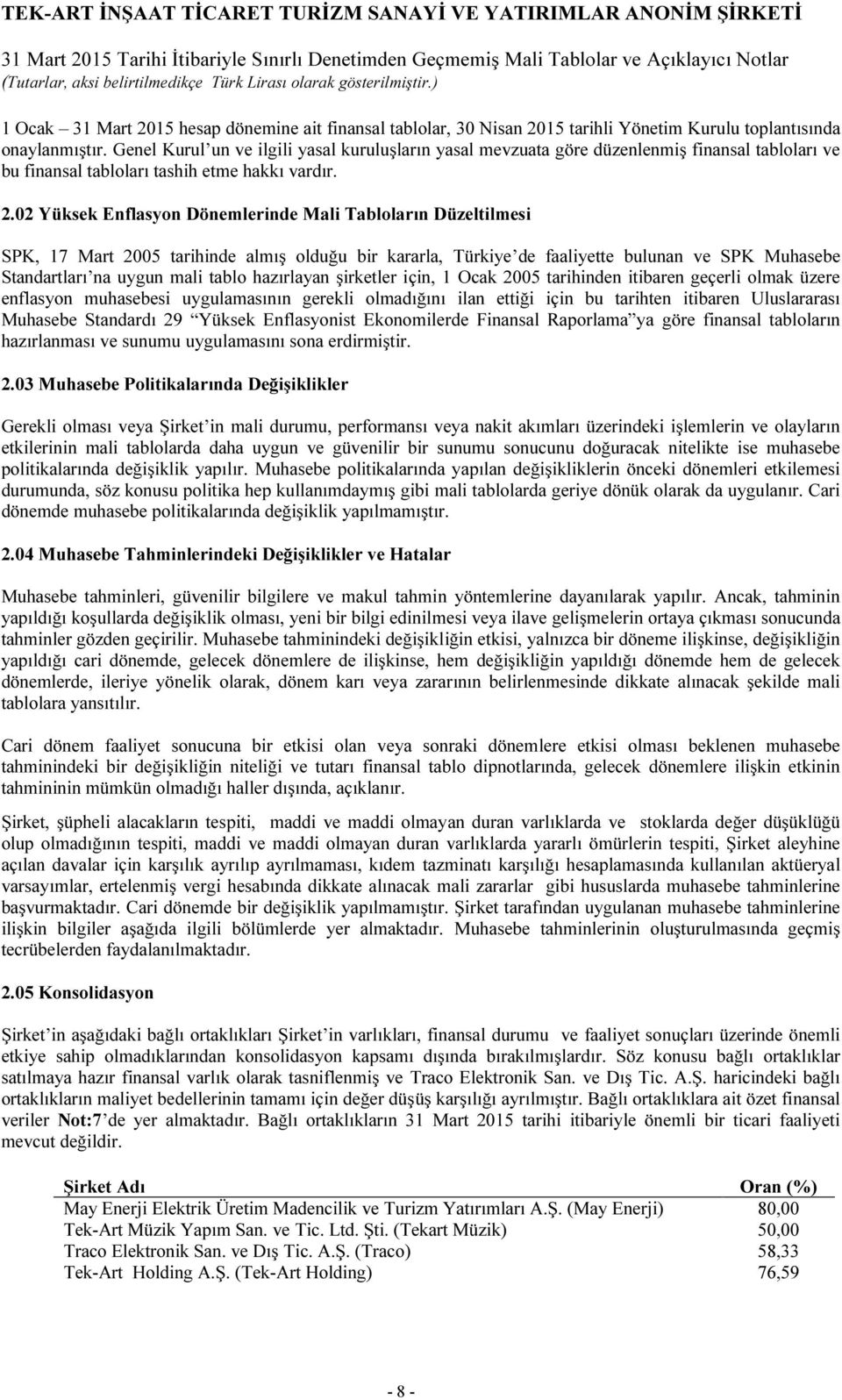 02 Yüksek Enflasyon Dönemlerinde Mali Tabloların Düzeltilmesi SPK, 17 Mart 2005 tarihinde almış olduğu bir kararla, Türkiye de faaliyette bulunan ve SPK Muhasebe Standartları na uygun mali tablo