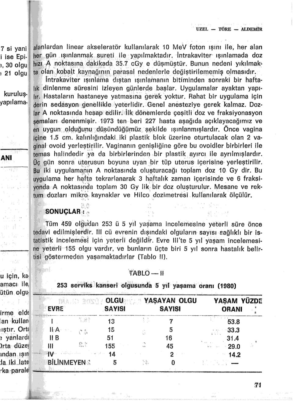 kp~alt kaynagmın parasal nedenlerle değiştirilememiş olmasıdır~. ilıtrakaviter lşınlama dıştan ışmlaman'm bitiminden sonraki bir hafta~!ık dinlenme süresini izleyen günlerde,başlar.