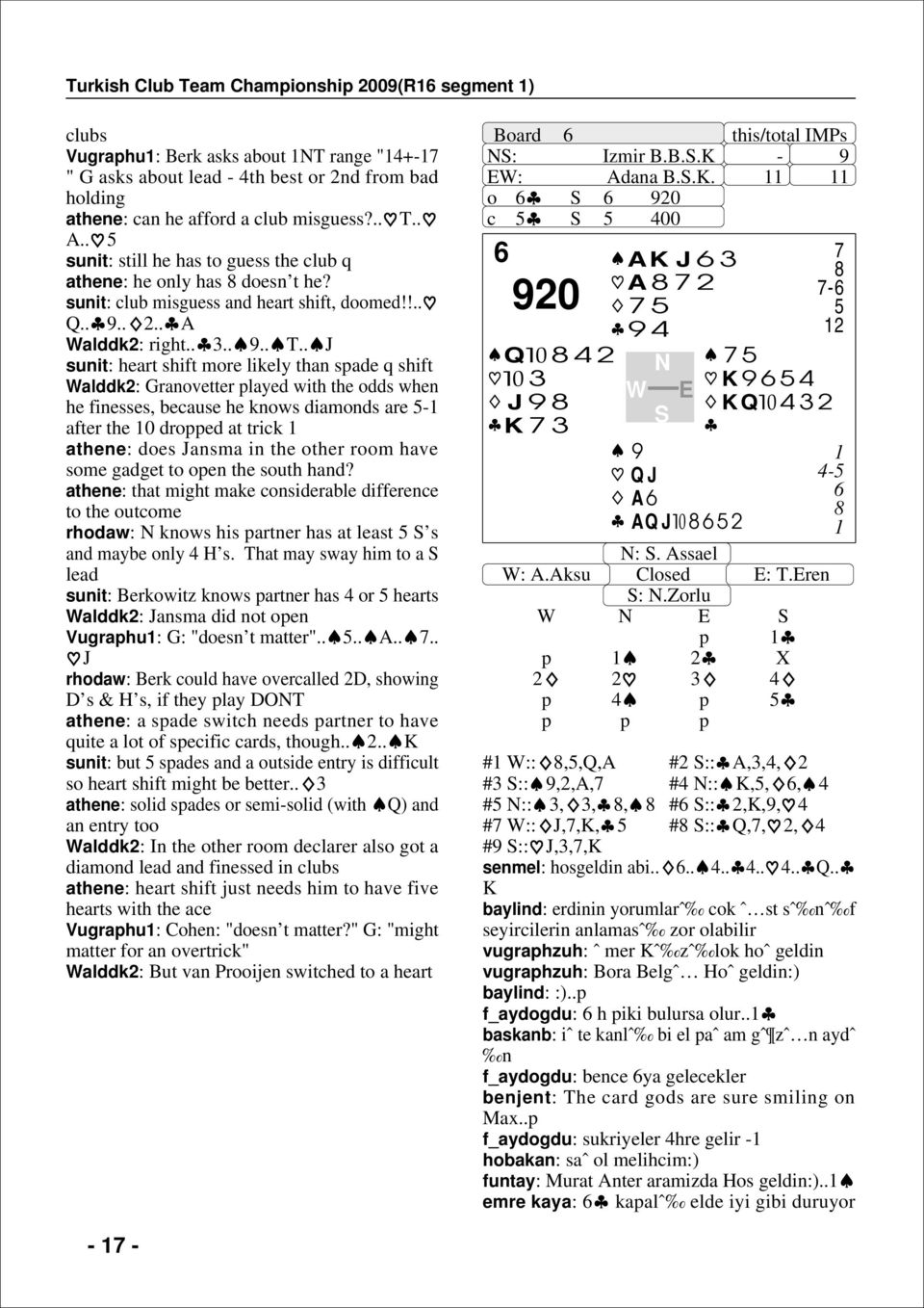 . J sunit: heart shift more likely than spade q shift alddk2: Granovetter played with the odds when he finesses, because he knows diamonds are -1 after the 10 dropped at trick 1 athene: does Jansma