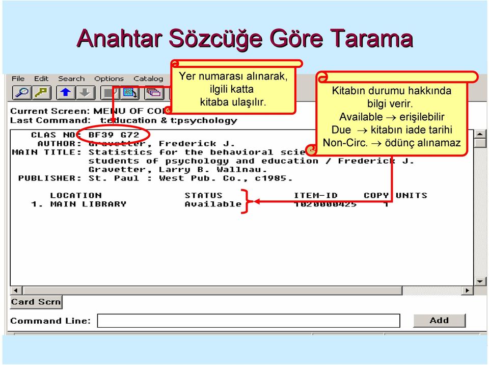 Kitabın durumu hakkında bilgi verir.