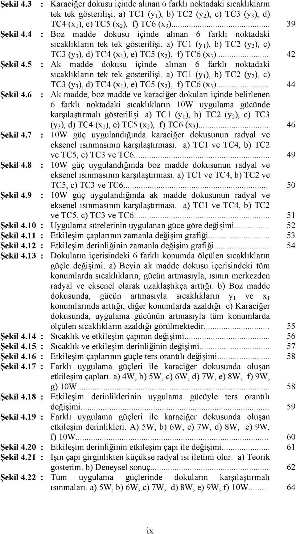 a) TC1 (y 1 ), b) TC2 (y 2 ), c) TC3 (y 3 ), d) TC4 (x 1 ), e) TC5 (x 2 ), f) TC6 (x 3 )... Boz madde dokusu içinde alınan 6 farklı noktadaki sıcaklıkların tek tek gösterilişi.