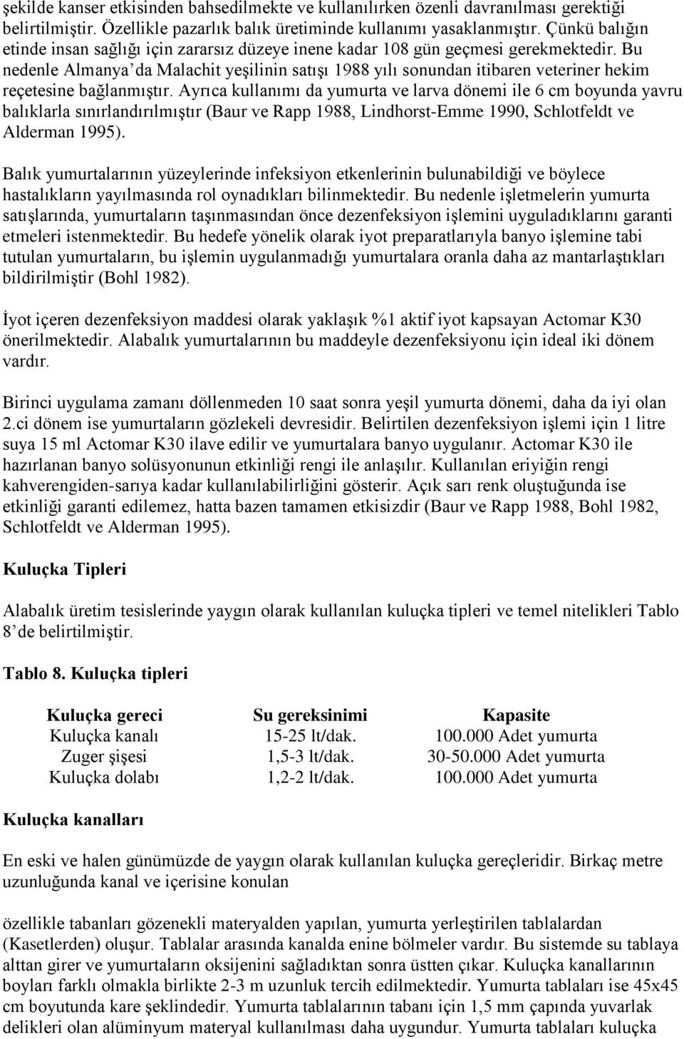 Bu nedenle Almanya da Malachit yeşilinin satışı 1988 yılı sonundan itibaren veteriner hekim reçetesine bağlanmıştır.