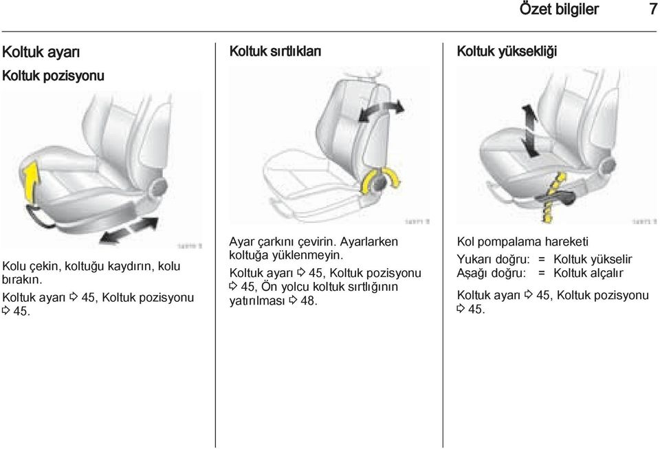 Ayarlarken koltuğa yüklenmeyin.