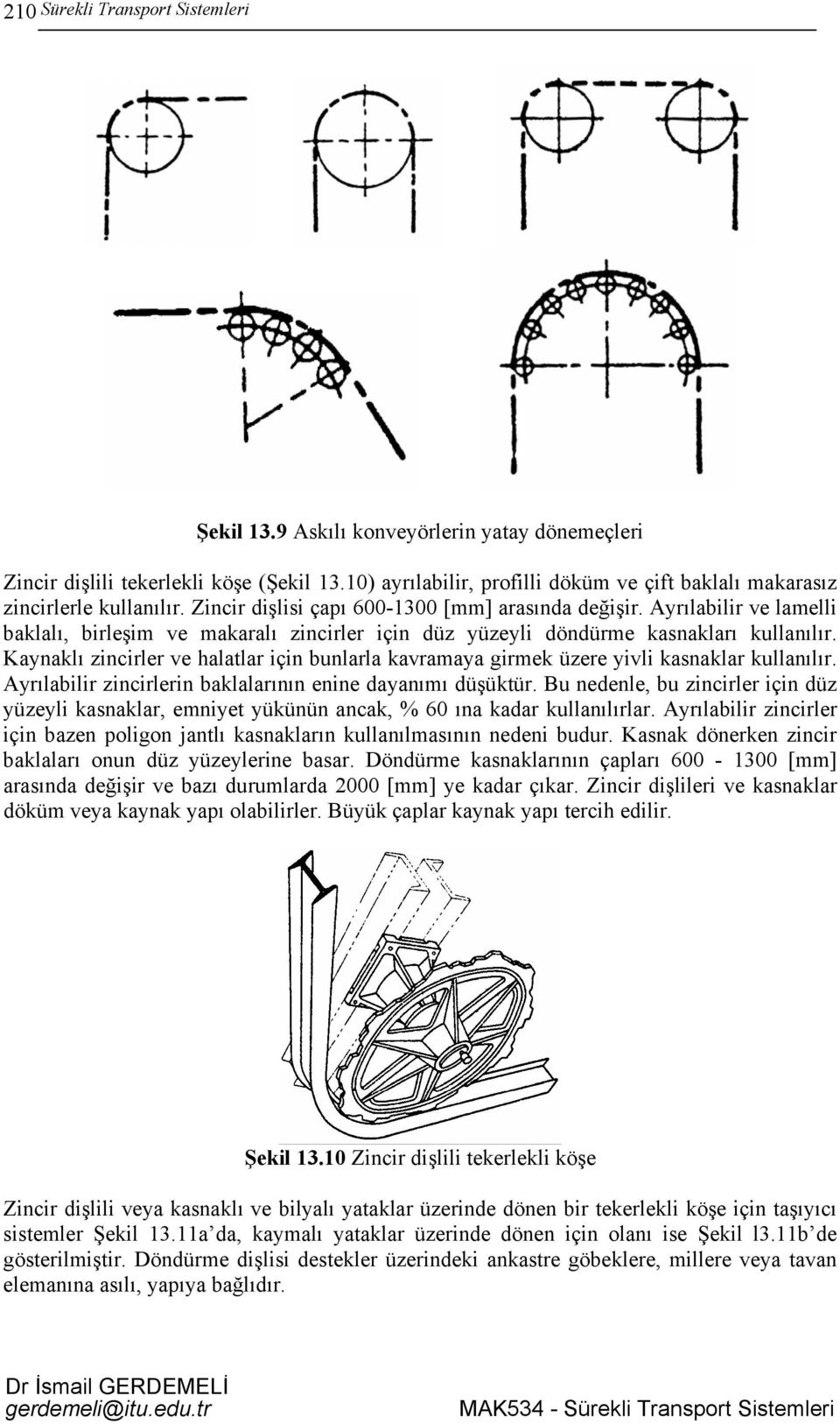 Kanaklı zincirler ve halatlar için bunlarla kavramaa girmek üzere ivli kasnaklar kullanılır. Arılabilir zincirlerin baklalarının enine daanımı düşüktür.