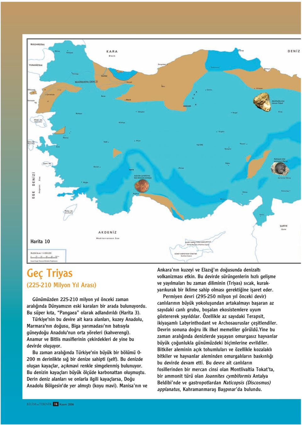 Anamur ve Bitlis masiflerinin çekirdekleri de yine bu devirde olufluyor. Bu zaman aral nda Türkiye'nin büyük bir bölümü 0-200 m derinlikte s bir denize sahipti (flelf).