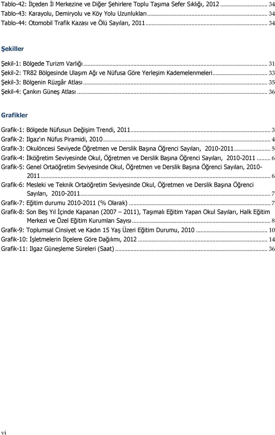 .. 33 Şekil-3: Bölgenin Rüzgâr Atlası... 35 Şekil-4: Çankırı Güneş Atlası... 36 Grafikler Grafik-1: Bölgede Nüfusun Değişim Trendi, 2011... 3 Grafik-2: Ilgaz'ın Nüfus Piramidi, 2010.