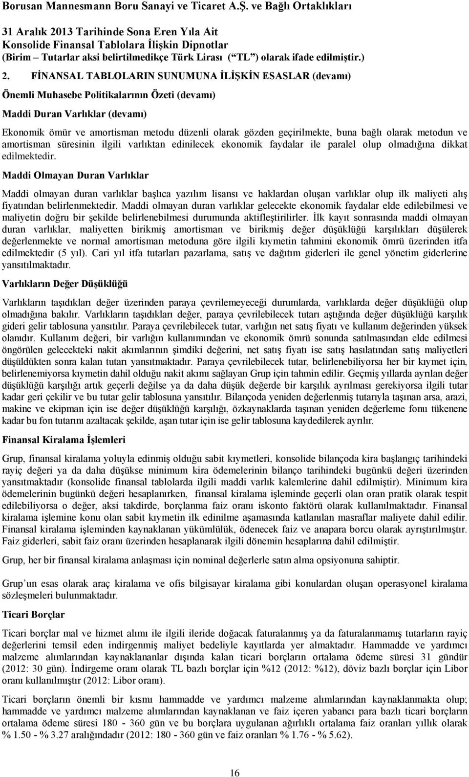 Maddi Olmayan Duran Varlıklar Maddi olmayan duran varlıklar başlıca yazılım lisansı ve haklardan oluşan varlıklar olup ilk maliyeti alış fiyatından belirlenmektedir.