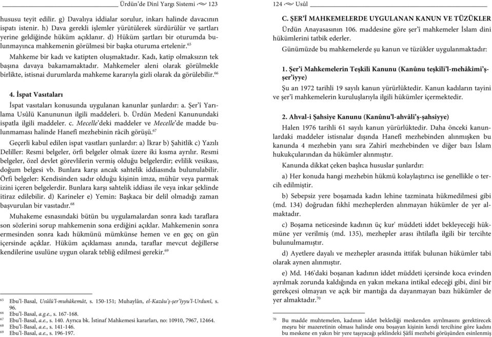 65 Mahkeme bir kadı ve katipten oluşmaktadır. Kadı, katip olmaksızın tek başına davaya bakamamaktadır.